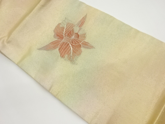 銀駒刺繍蘭模様名古屋帯